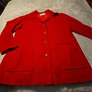 Pendleton Vintage 1960 Knockabouts Red Wool Coat Women's Dress Coat, Pea Coat